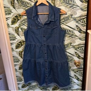 Sleeveless Blue Denim Mini Dress